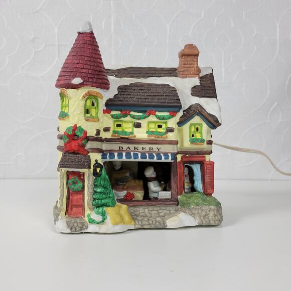 Vintage 90's Holiday Expressions Bakery Hand-Painted Porcelain Lighted House - Picture 14 of 16